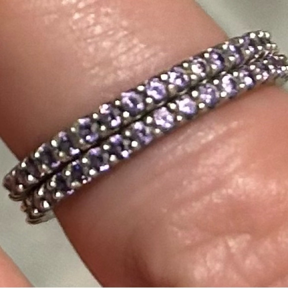 Elegant Violet CZ Eternity Rings set in Sterling Silver